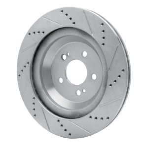 Mercedes-Benz S550E Brake Rotor (1) - Rear Left - R1 Concepts - Drilled & Slotted - Silver - `14-`21